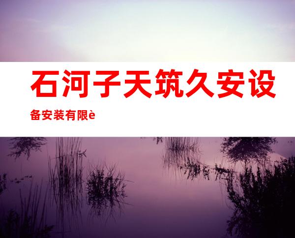 石河子天筑久安设备安装有限责任公司
